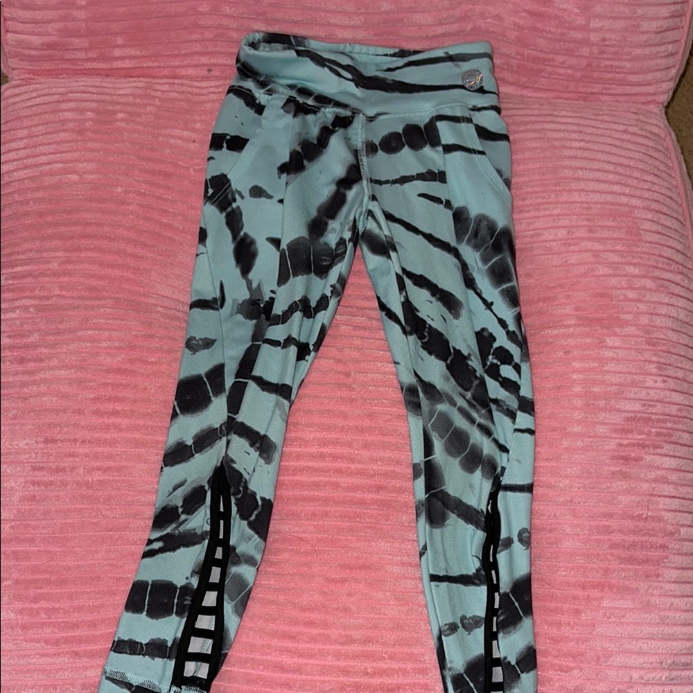 Justice Black and Blue Tie-Dye Leggings